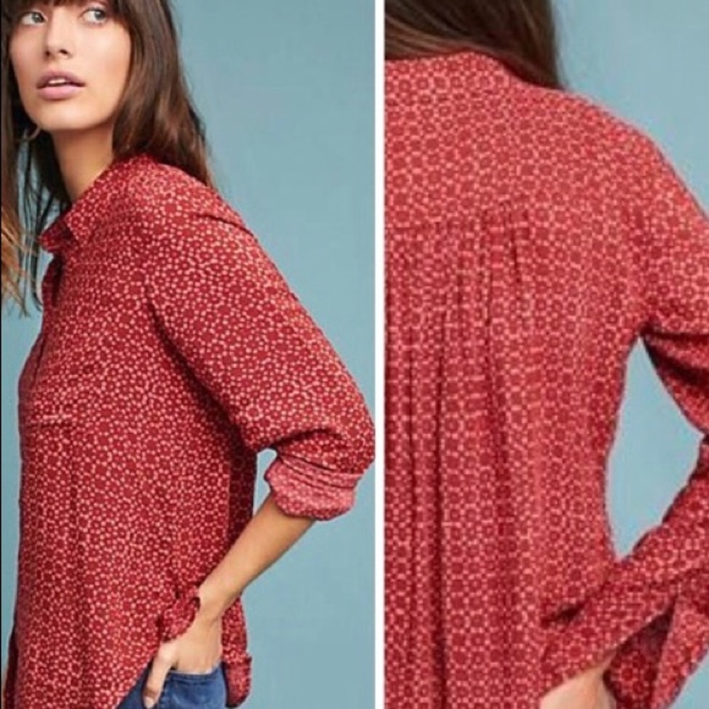 ANTHROPOLOGIE Holding Horses Sammie Blouse Red 2